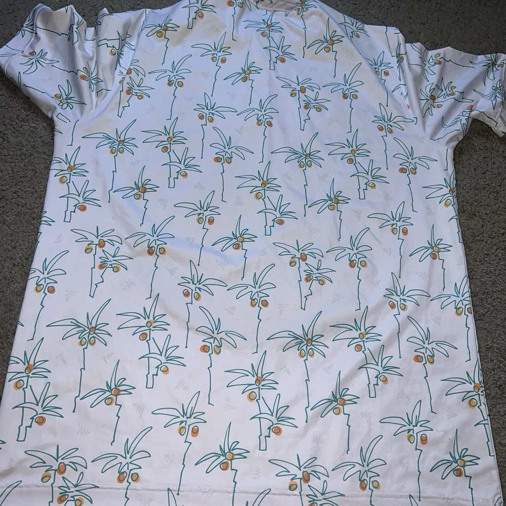 Waggle Men's XL Coconut Grove Palm Golf Polo Shirt Florida Stretch White - Picture 6 of 6